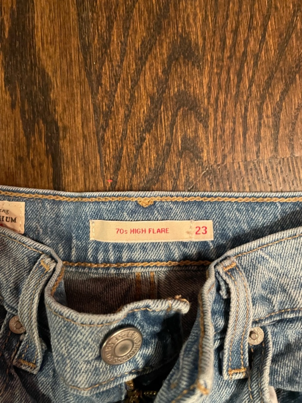 Levi's Light Blue Distressed Flared Jeans - Picture 3 of 3